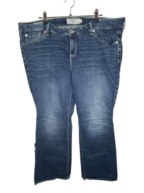 Torrid Medium Wash Mid-Rise Slim Boot Cut Shirt Denim Jeans